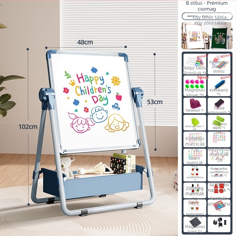 Rainbow mágneses kétoldalas gyerekrajztábla, törölhető felülettel