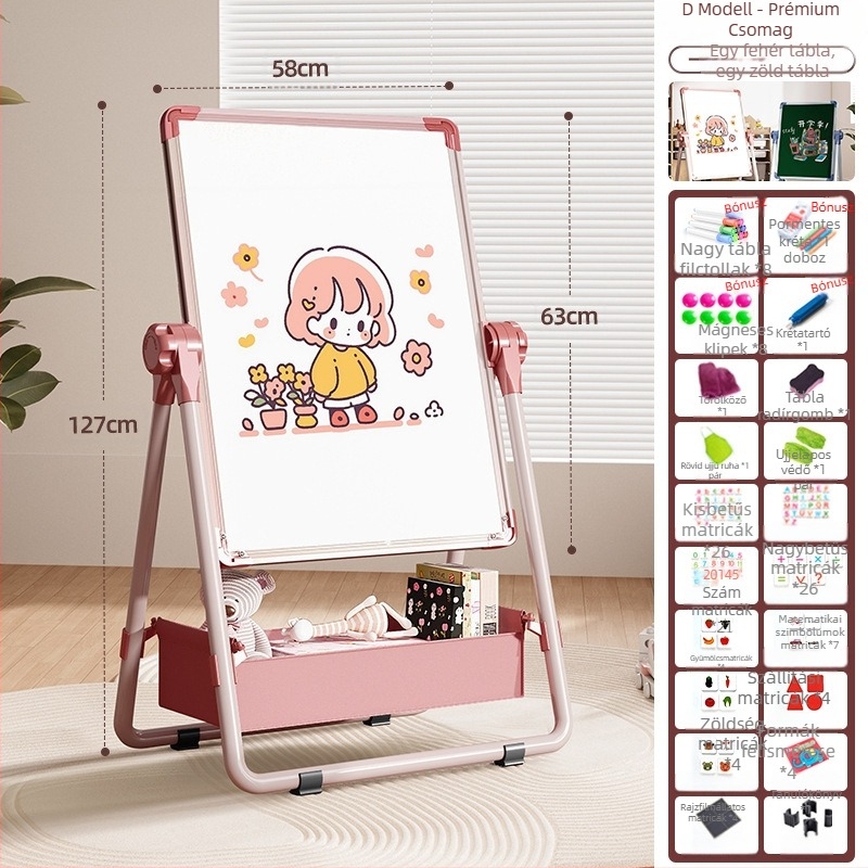 Rainbow mágneses kétoldalas gyerekrajztábla, törölhető felülettel