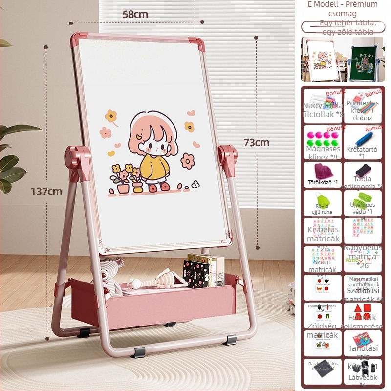 Rainbow mágneses kétoldalas gyerekrajztábla, törölhető felülettel