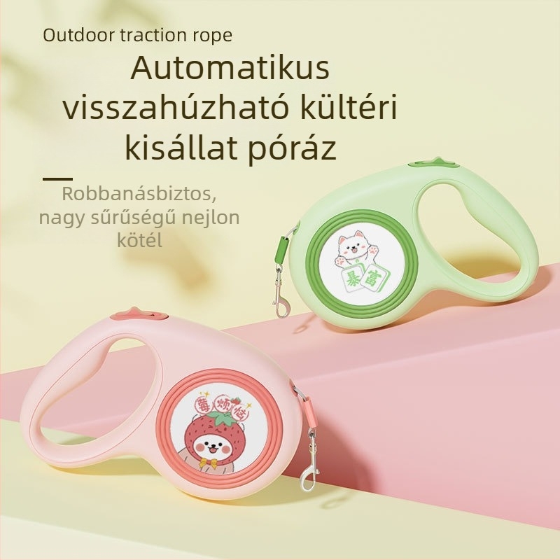 Automatikus visszahúzódó póráz macskáknak és kutyáknak – erős, tartós, minden méretű kutyához (nagy, közepes, kicsi)