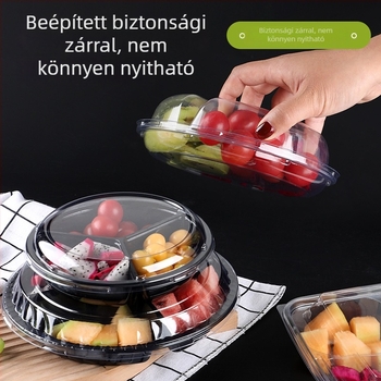 Egyszer használatos, átlátszó PET gyümölcs csomagoló doboz fedéllel és rekeszekkel
