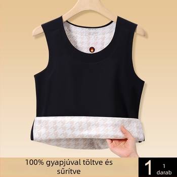 Férfi gyapjú termosz mellény fleece-béléssel, extrém vastag téli alapréteg, ujj nélküli, háromrétegű varrat nélküli, kerek nyak