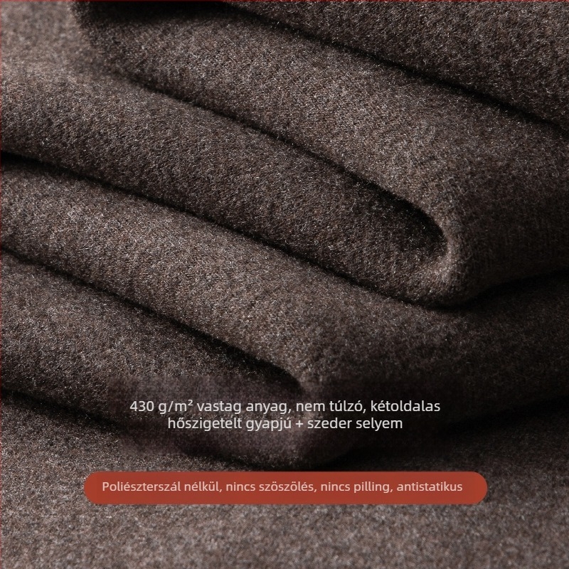 Férfi V-nyakú melegítő mellény fleece-beléssel, dupla réteg, viszkóz szövet, extrán vastag 401–500 g/m²
