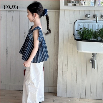 Lányoknak szóló baby-doll felső pillangó ujjakkal, 100% pamut, kerek nyak, nyár, 8 év feletti korosztály