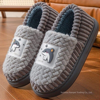 Négy évszakos pamut papucs zárt sarokkal férfiak és nők számára, csúszásmentes vastag talp, meleg fleece bélés