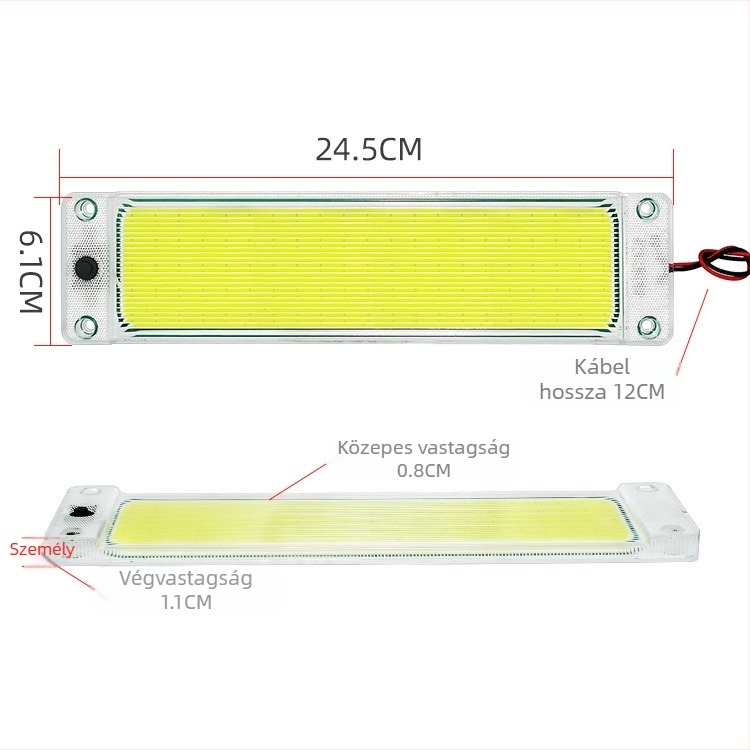 Kamion COB rekeszvilágító, 12–24V, modell ZS-3378, PC tokozás, alumínium alap, réz magú vezeték, testreszabható