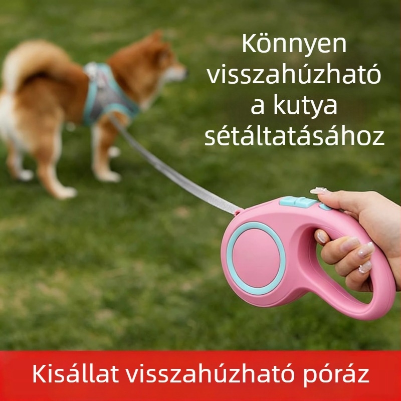 Automata nyújtható kutyapóráz, szakadás elleni védelemmel, kicsi és közepes méretű kutyáknak (Teddy, Corgi) és macskáknak