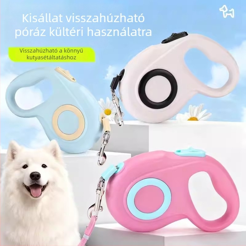 Automata nyújtható kutyapóráz, szakadás elleni védelemmel, kicsi és közepes méretű kutyáknak (Teddy, Corgi) és macskáknak