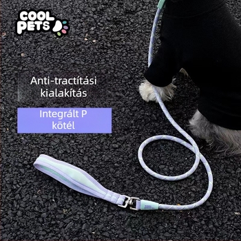 COOLPETS fényvisszaverő kutya póráz lánccal közepes és nagy testű kutyák számára, edzőpóráz, anti-tekeredés, kényelmes fogantyú
