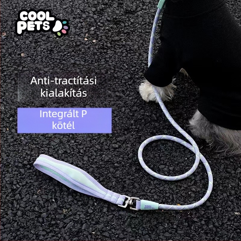 COOLPETS fényvisszaverő kutya póráz lánccal közepes és nagy testű kutyák számára, edzőpóráz, anti-tekeredés, kényelmes fogantyú