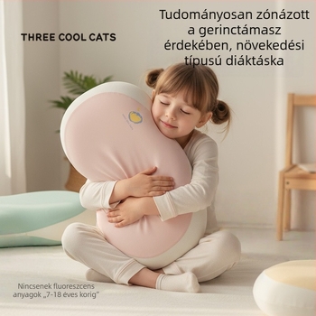 Three Cool Cats memóriahabos gyermek párna, 3–12 éveseknek, téglalap alakú, macskás dizájn