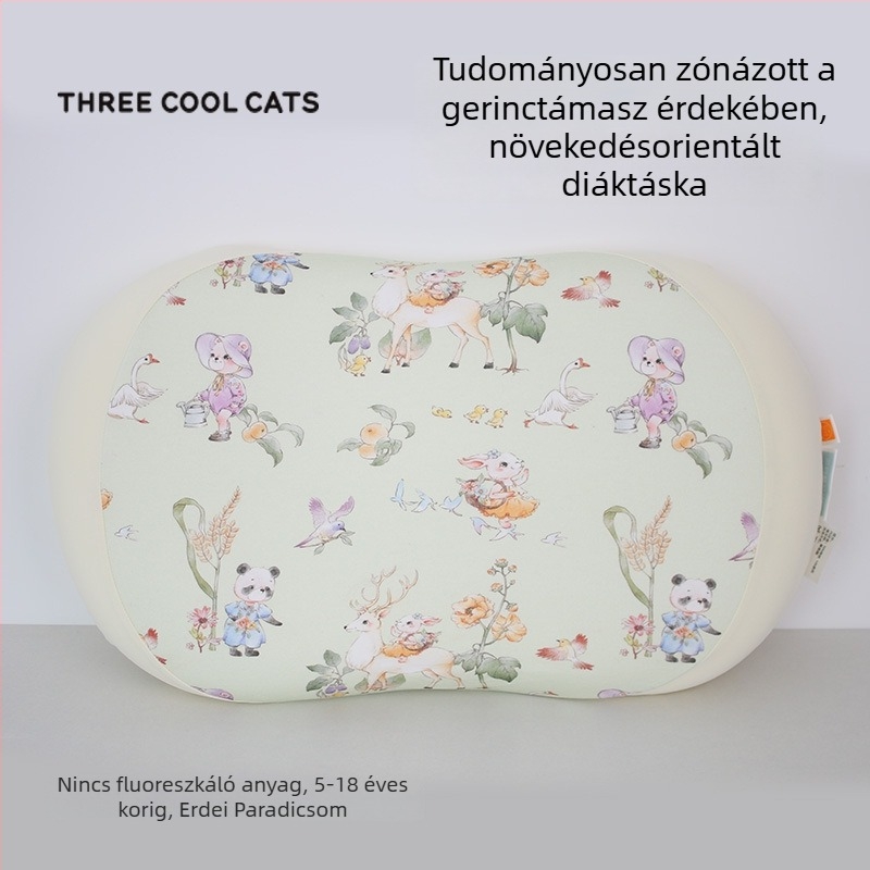 Three Cool Cats memóriahabos gyermek párna, 3–12 éveseknek, téglalap alakú, macskás dizájn