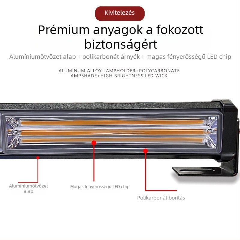 Kamion COB hosszú LED-stroboszkópos fény a tetőre – alumíniumötvözet, 24V, 36W, vízálló (Modell: Long strobe light)