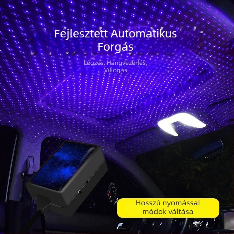 Autó USB LED hangulatvilágítás lézeres csillagos égprojekcióval, modell C-206, alumínium, 5V, 0,1A