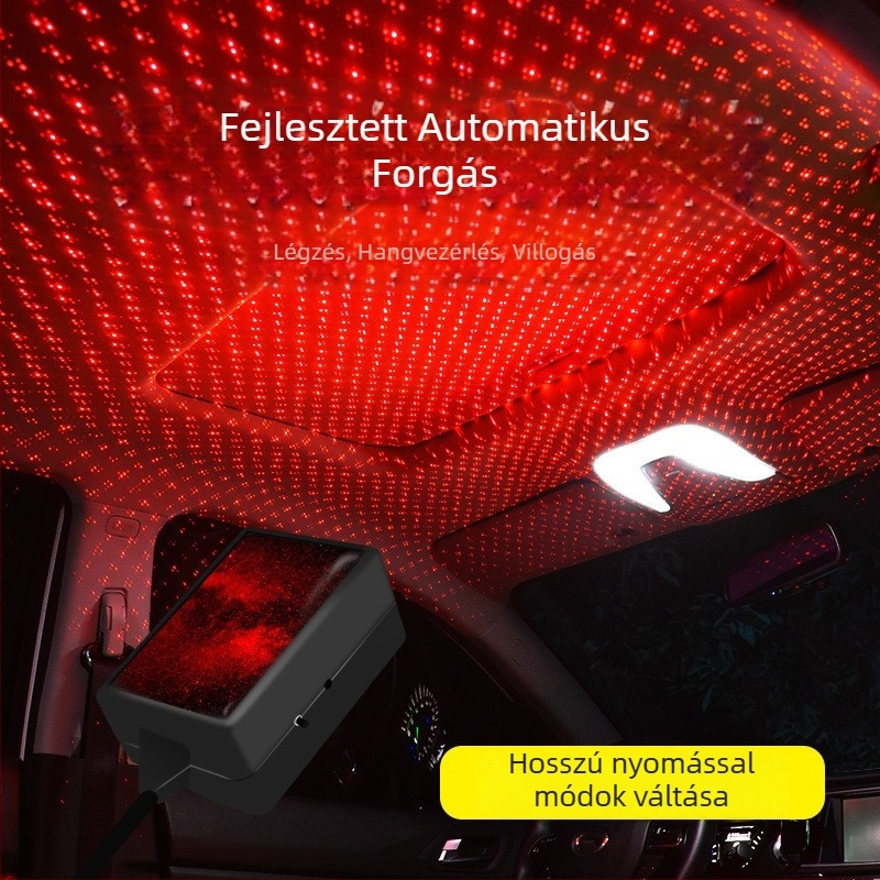 Autó USB LED hangulatvilágítás lézeres csillagos égprojekcióval, modell C-206, alumínium, 5V, 0,1A