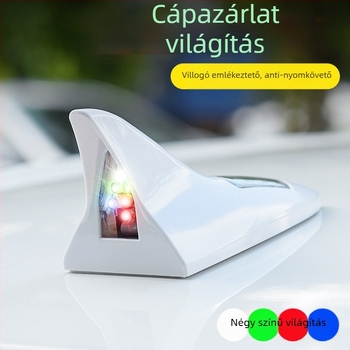 Napelemes LED lámpa cápauszony az autóhoz, ütközés elleni védelem, 8 LED, tetőre dísz antenna