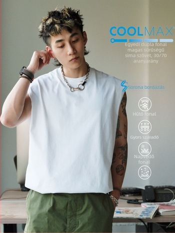 Ujjatlan Sweat Vest, laza szabás, egyszínű minta, poliészter Corduroy anyag, rejtett patch zseb