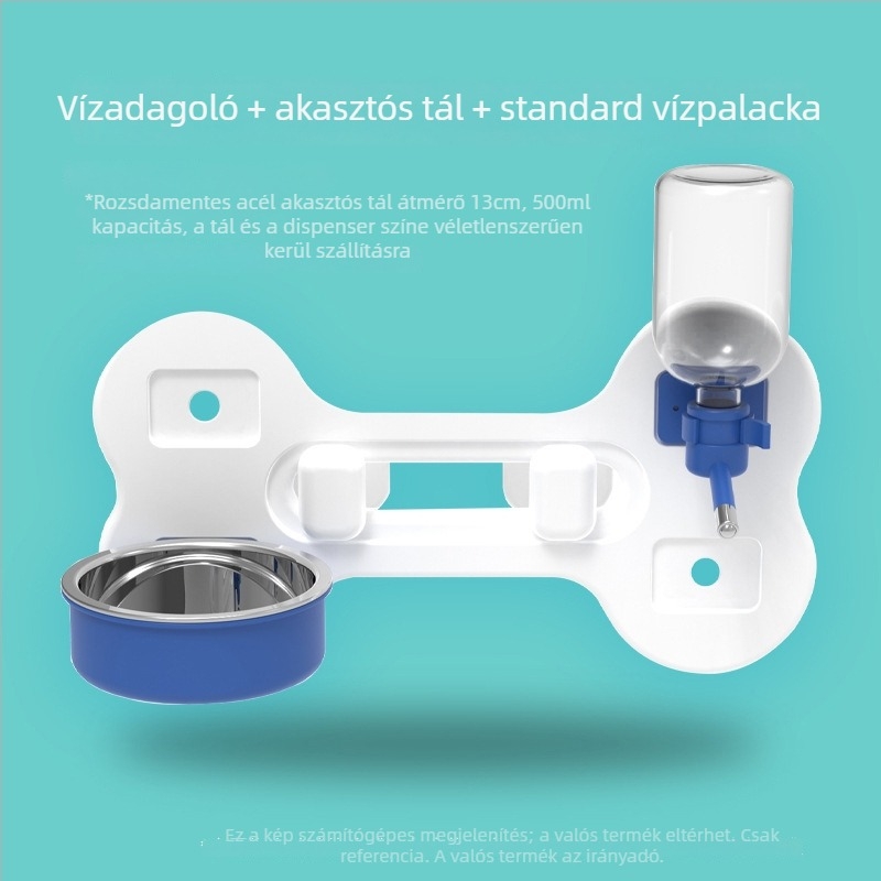Kutyaketrechez függő vízadagoló, műanyagból, automatikus etetéssel, kiömlés elleni, ketreccel kompatibilis