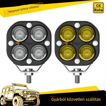 Motorkerékpár LED spotlámpa, négylevelű lóhere dizájn, 40W, 12–24V, 4000 lm