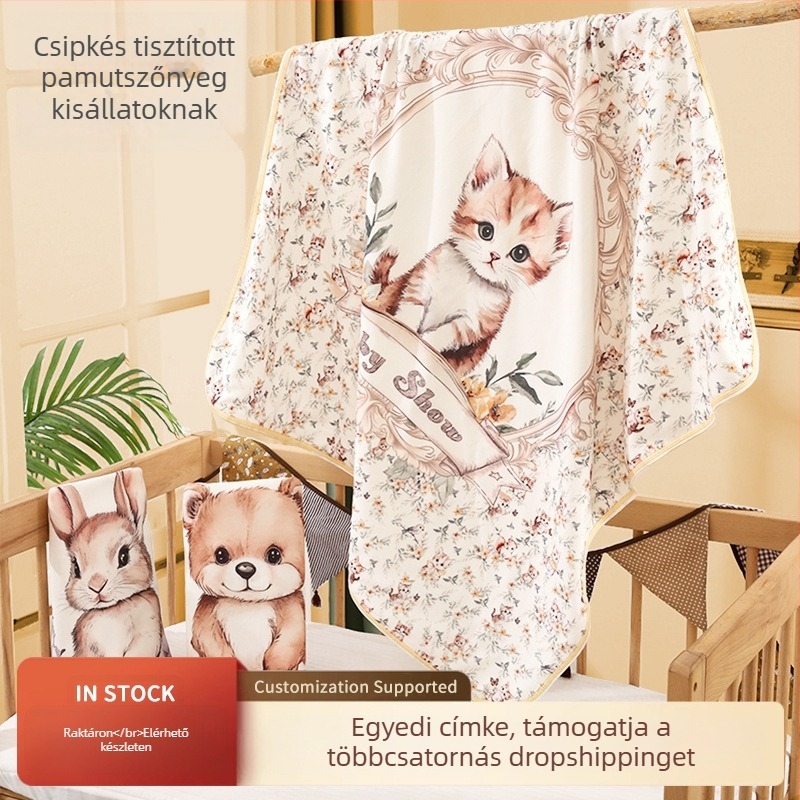 Meijia bell Bébi swaddle kendő - Kétszeres rétegű, 100% pamut, Állat/Karikatúra minta, Újszülött 0–12 hónapos