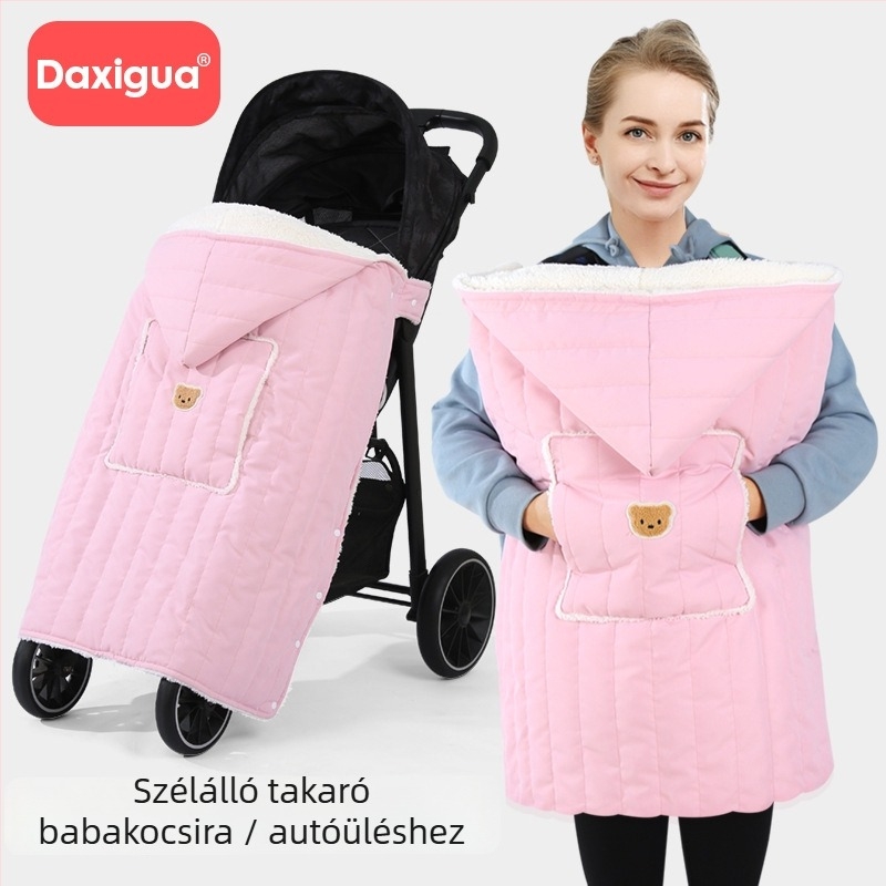 Babakocsihoz való takaró — őszi-téli meleg és szélvédő, flanel anyagból, koreai stílus, 0–6 éveseknek