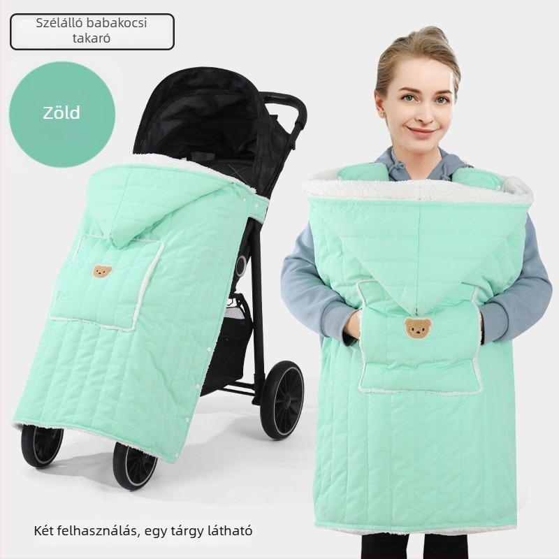 Babakocsihoz való takaró — őszi-téli meleg és szélvédő, flanel anyagból, koreai stílus, 0–6 éveseknek