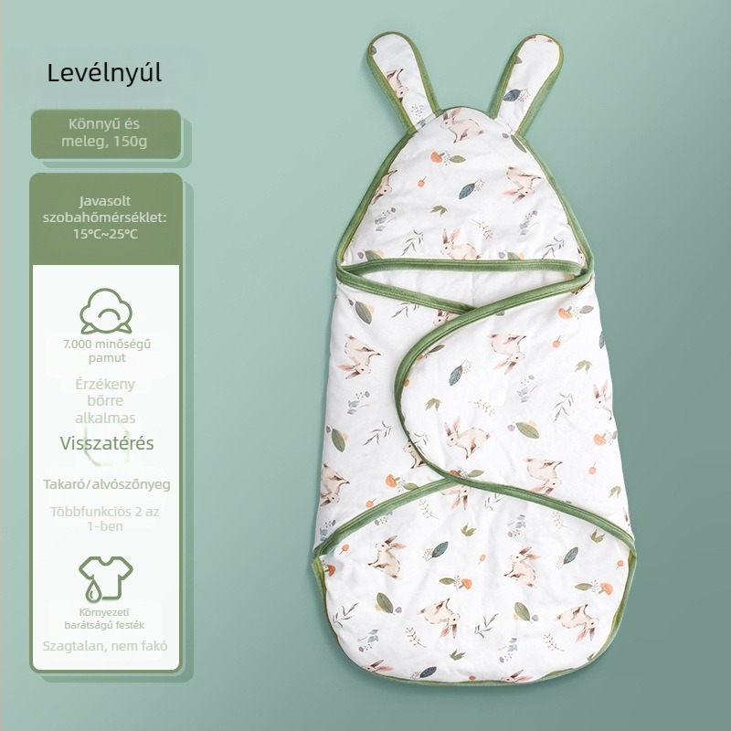 Újszülött ölelős pléd – All-in-One, 95% feletti pamut, állatmintás, biztonsági besorolás A, 1–3 éveseknek, 2025 tavaszi kiadás.