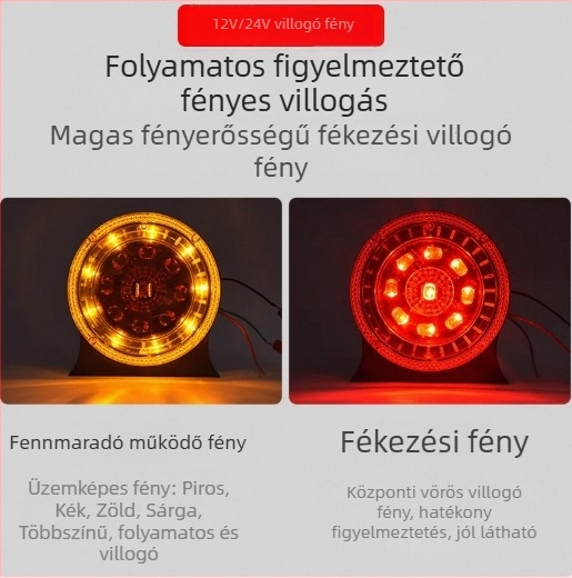 Kamion LED villanó fény 12-24V, hátsó és oldalsó fény, antifog a trailerhez