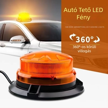 Autó tetőre szerelhető mágneses stroboszkóp LED – 12-24V, Plum Blossom alak, forgó, mágneses rögzítés