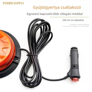 Autó tetőre szerelhető mágneses stroboszkóp LED – 12-24V, Plum Blossom alak, forgó, mágneses rögzítés