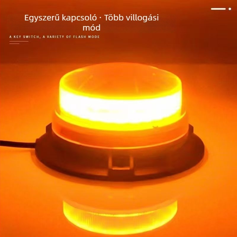 Autó tetőre szerelhető mágneses stroboszkóp LED – 12-24V, Plum Blossom alak, forgó, mágneses rögzítés
