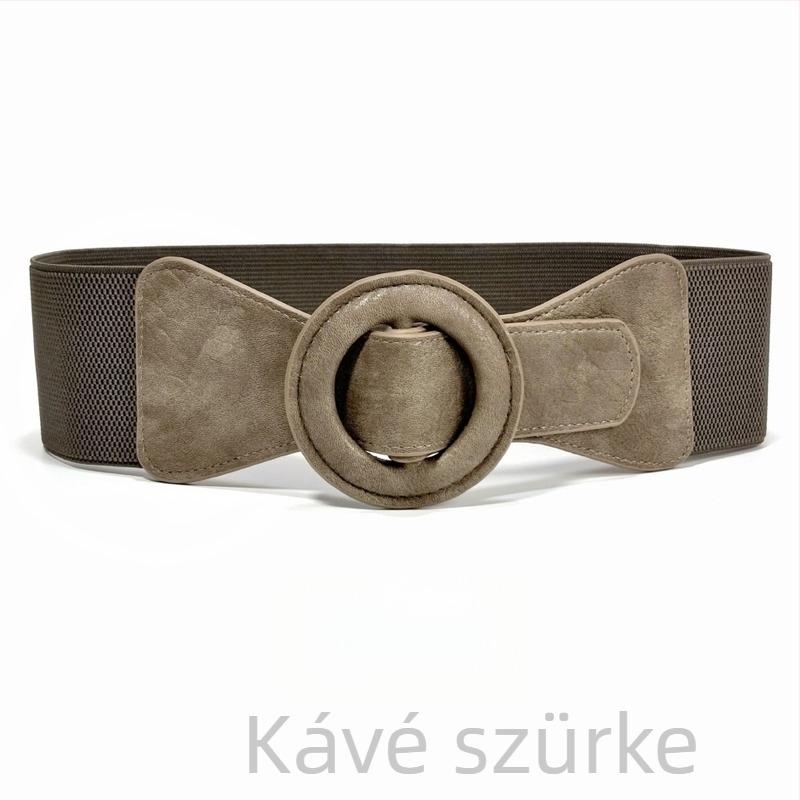 PU bőr derékszíj ruhákhoz és kabátokhoz, széles stílus, distressed felület, Japán gombos zárás, márka 001