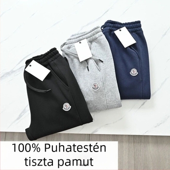 Hímzett casual joggingnadrág, uniszex, egyenes szabás, 9/10 hossz, Velveteen anyag Cupro szálakkal