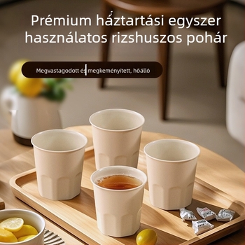 Egyszer használatos pohár rizshéjból, élelmiszer-minőségű, 101–200 ml, mikrohullámú sütőbe tehető, biológiailag lebomló