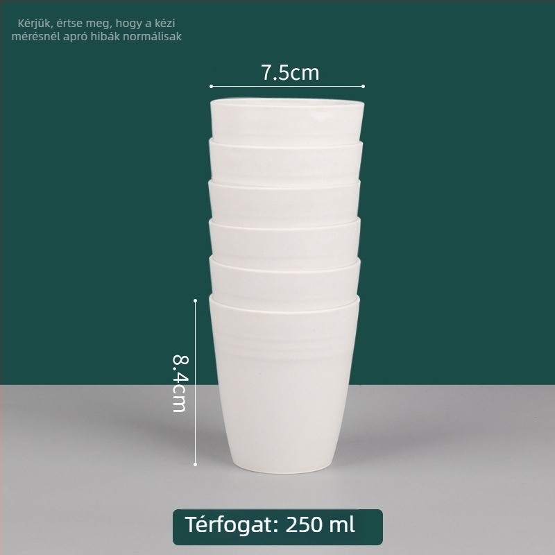 Egyszer használatos pohár rizshéjból, élelmiszer-minőségű, 101–200 ml, mikrohullámú sütőbe tehető, biológiailag lebomló