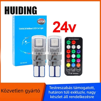 RGB autó szélességjelző fény, modell T105050-6SMD, 5050 LED, 12V, 6W, 6500K, IP65, rendszámtábla és belső olvasólámpa