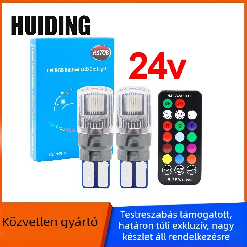 RGB autó szélességjelző fény, modell T105050-6SMD, 5050 LED, 12V, 6W, 6500K, IP65, rendszámtábla és belső olvasólámpa