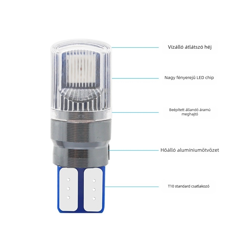 RGB autó szélességjelző fény, modell T105050-6SMD, 5050 LED, 12V, 6W, 6500K, IP65, rendszámtábla és belső olvasólámpa