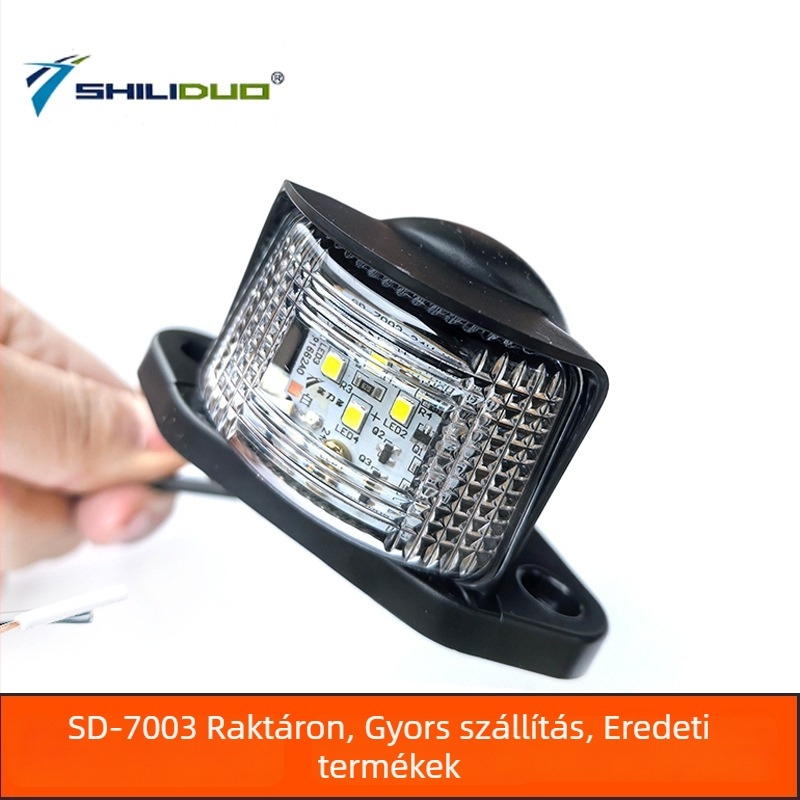 Hátsó rendszámtábla lámpa, 24V LED, 5W, vízálló, univerzális teherautókhoz, autóbuszokhoz és félpótkocsikhoz