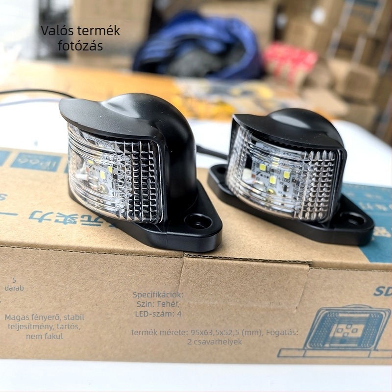 Hátsó rendszámtábla lámpa, 24V LED, 5W, vízálló, univerzális teherautókhoz, autóbuszokhoz és félpótkocsikhoz
