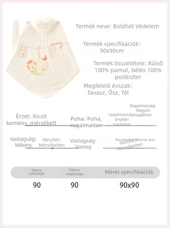 Újszülött ölelő takaró, 100% pamut anyag, töltet poliészter-pamut, tavaszra, őszre és télre, újszülötteknek (0-1 év)
