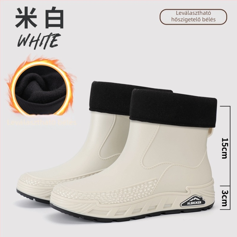 Uniszex PVC esőcsizmák, vízálló és csúszásmentes, alacsony szárú, slip-on