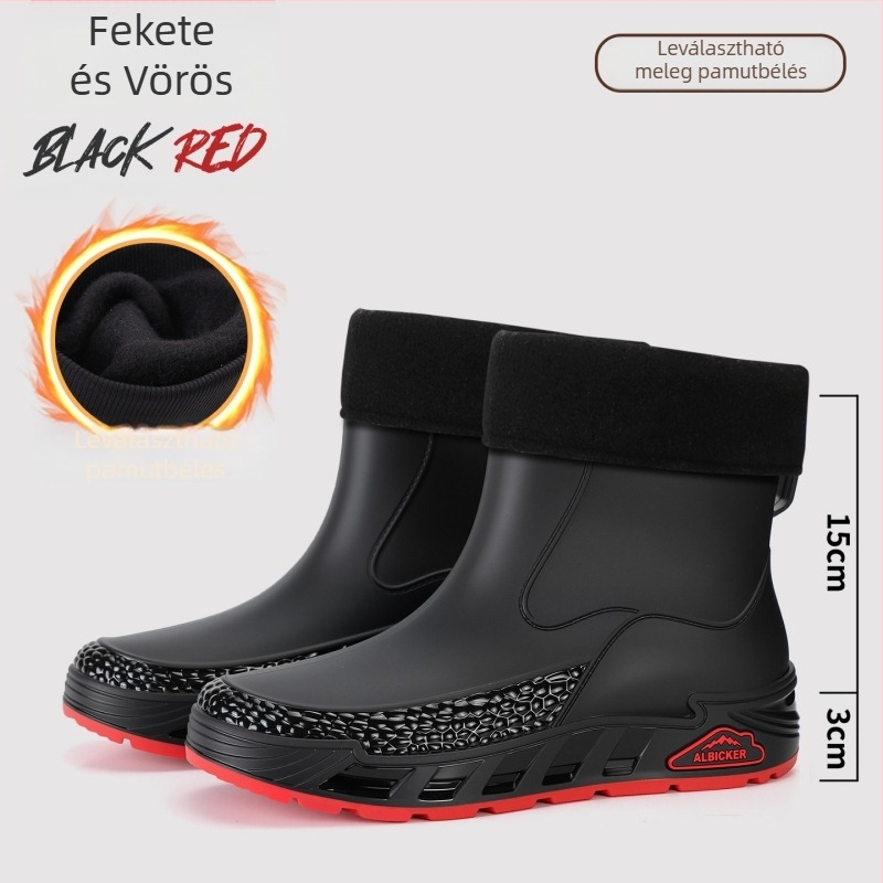 Uniszex PVC esőcsizmák, vízálló és csúszásmentes, alacsony szárú, slip-on