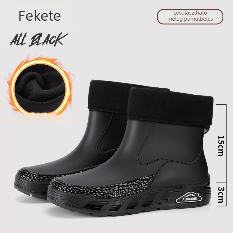 Uniszex PVC esőcsizmák, vízálló és csúszásmentes, alacsony szárú, slip-on