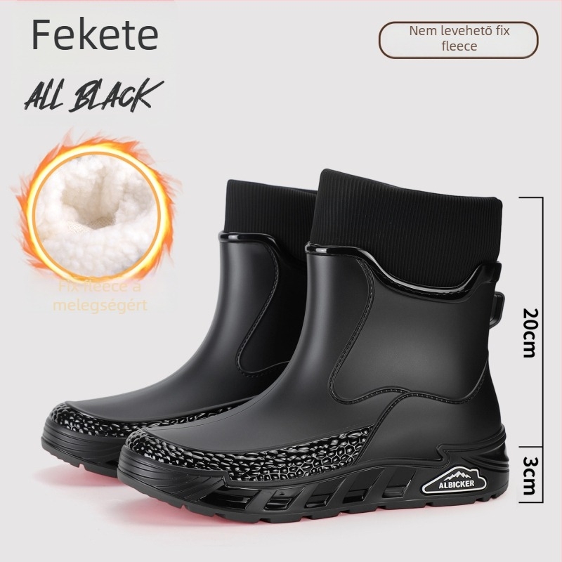 Uniszex PVC esőcsizmák, vízálló és csúszásmentes, alacsony szárú, slip-on