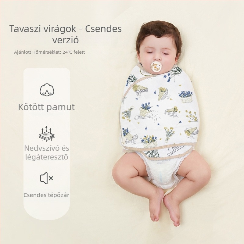 Újszülött Anti-Startle swaddle, vékony kötött pamut, cartoon minta, nyári használatra