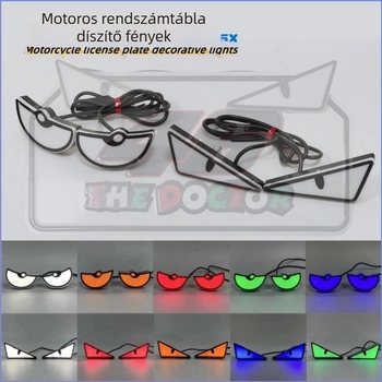 LED világítás motorkerékpár rendszámtábla csavarjaihoz — háromszög alakú ördögszemek, univerzális dekoratív kiegészítő, 12 V, 0,15 A, műanyag, kiegészítő szám 143