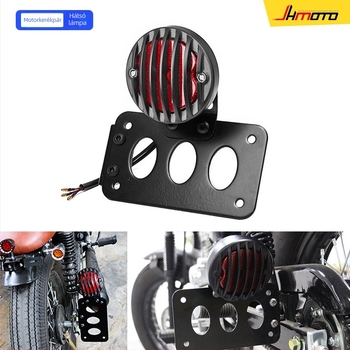 Motorkerékpár hátsó lámpa, modell JH125, 5W, 12V, teljes fém kivitel