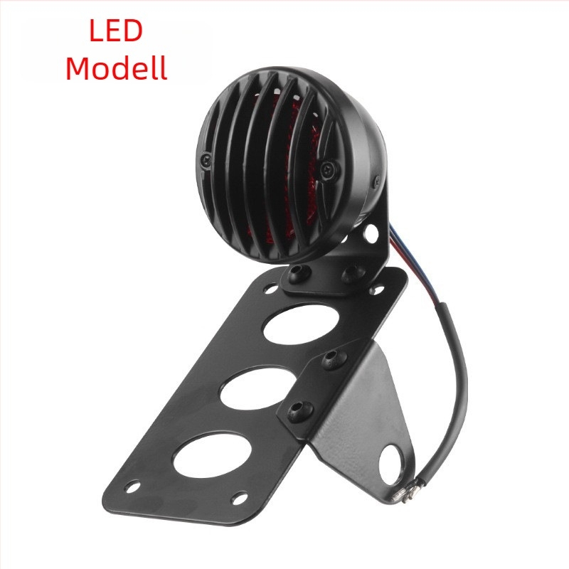 Motorkerékpár hátsó lámpa, modell JH125, 5W, 12V, teljes fém kivitel