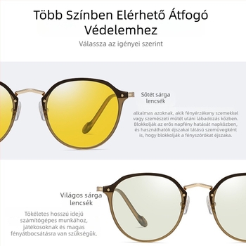 Kékfény elleni szemüveg állítható ultra könnyű fém kerettel, 1,8 mm vastagságú lencsék, 77% fényáteresztés, Modell 2347